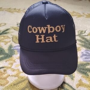 Vintage Black Snapback Trucker Cap Cowboy Hat Text